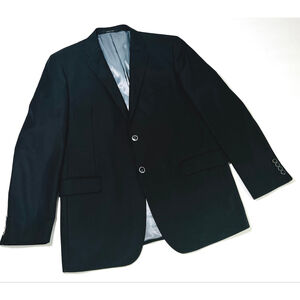 Saks Fifth Avenue Loro Piana Wool Black Loro Piana Wool Blazer 44L Gray Lining